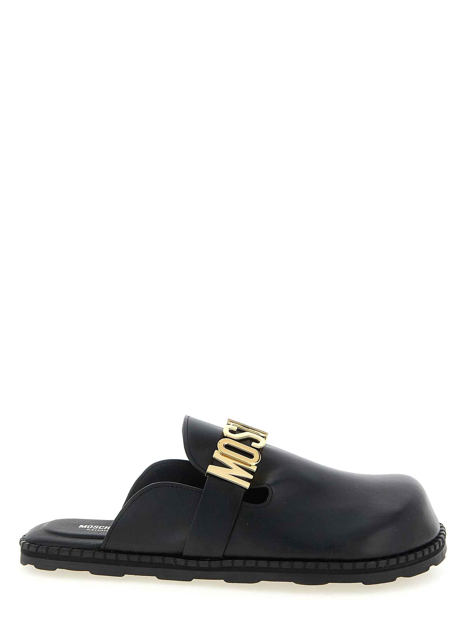 Black Calfskin Clogs