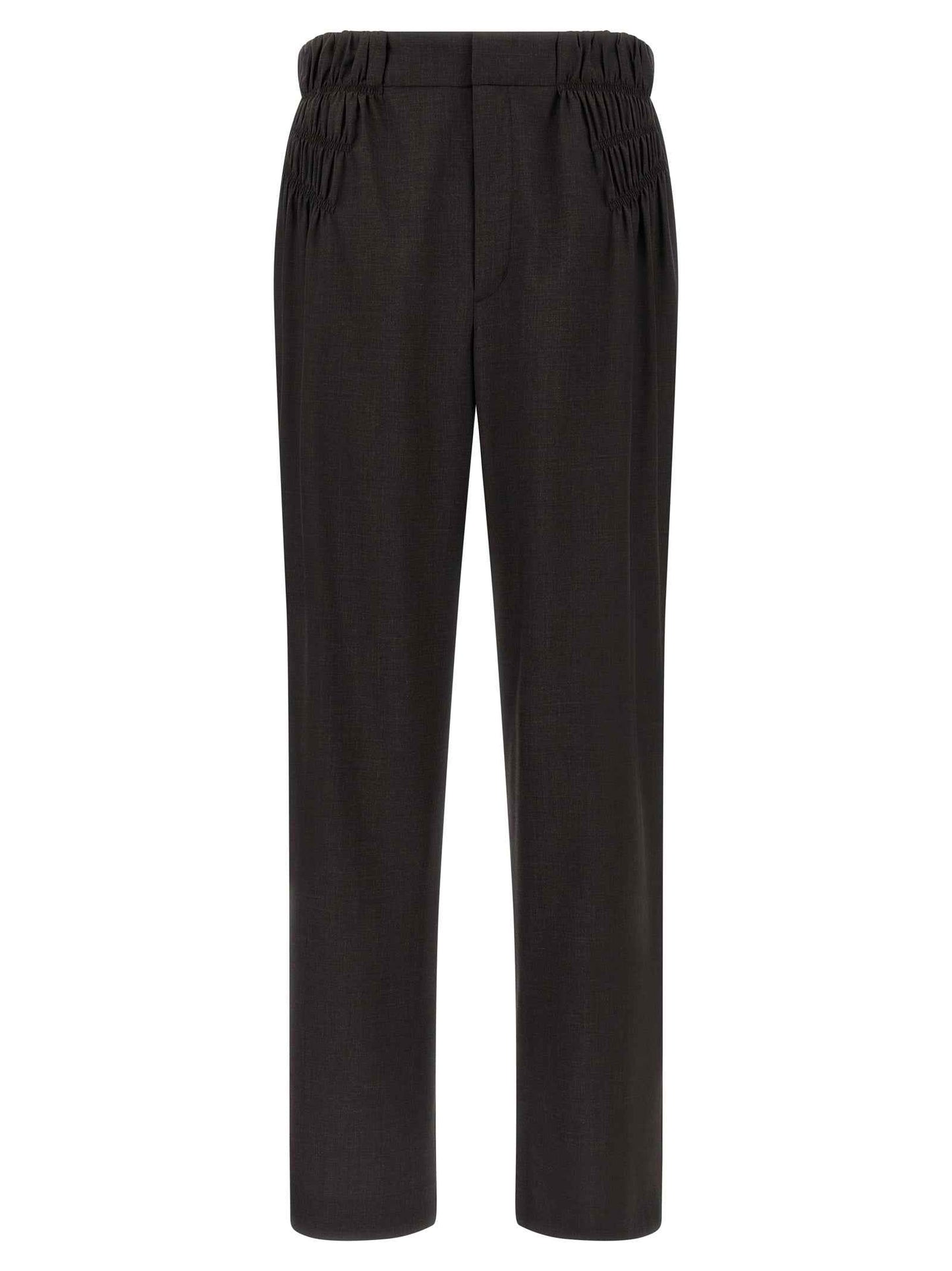 Brown Virgin Wool Casual Pants