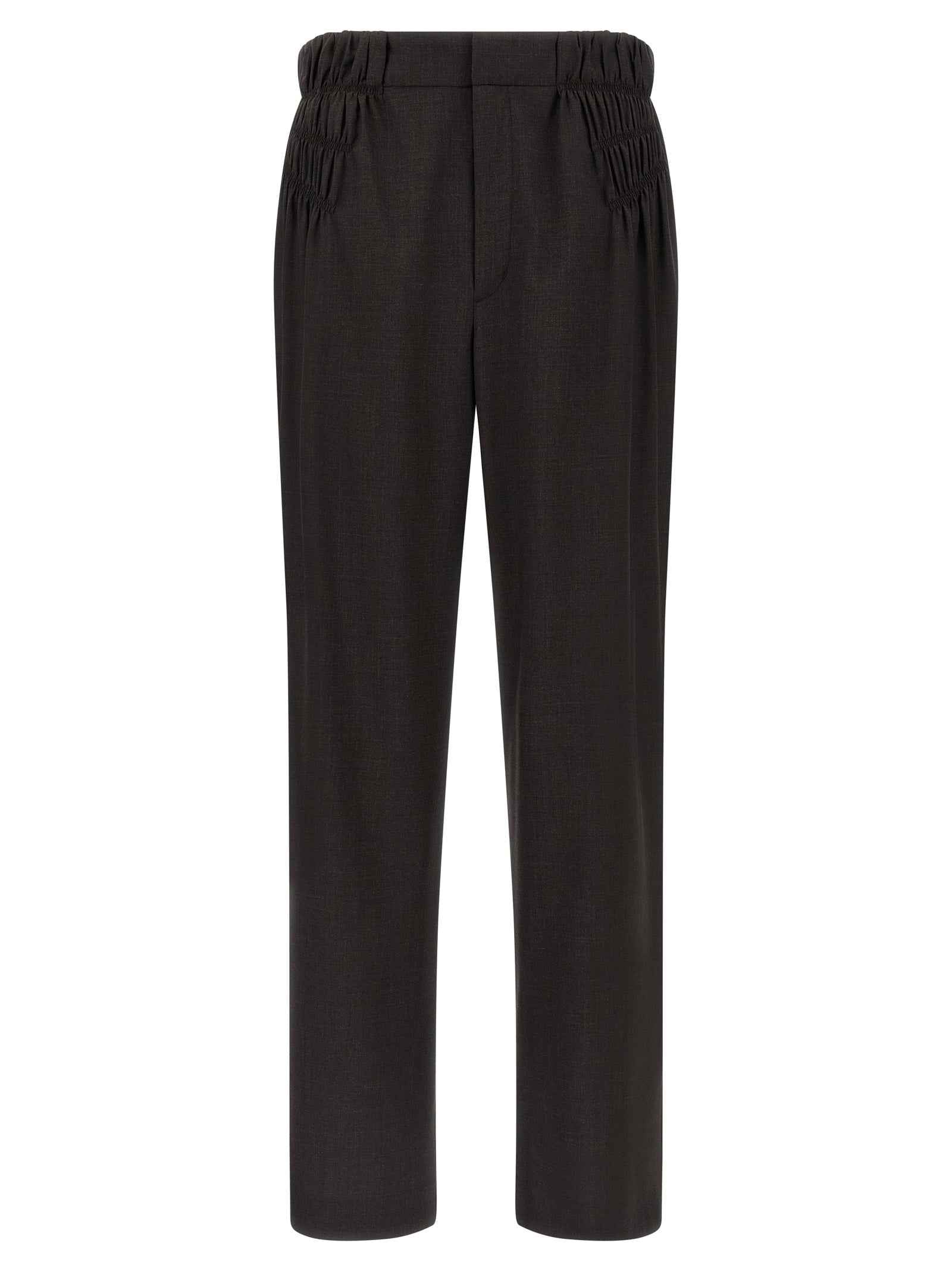 Brown Virgin Wool Casual Pants