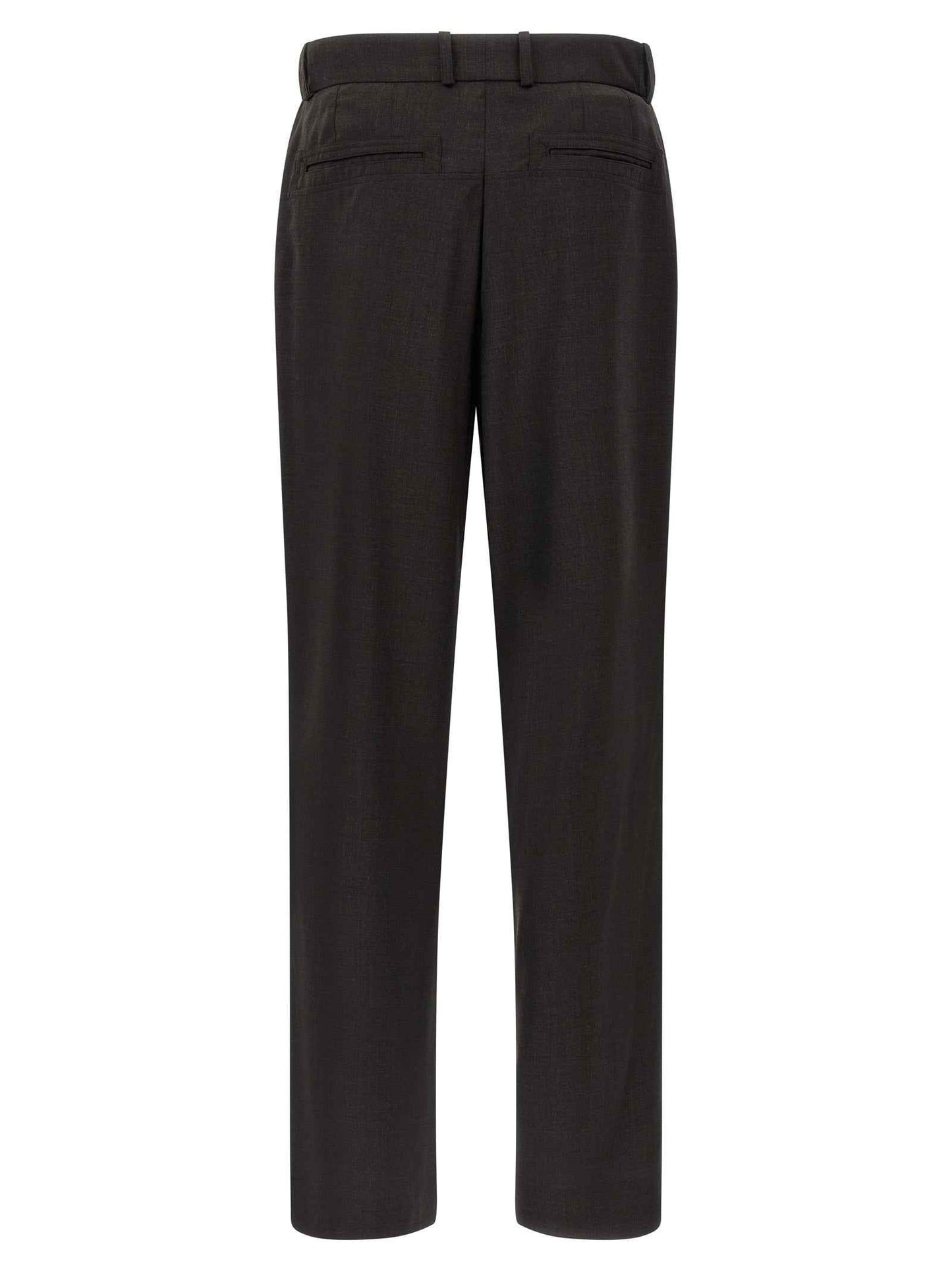 Brown Virgin Wool Casual Pants