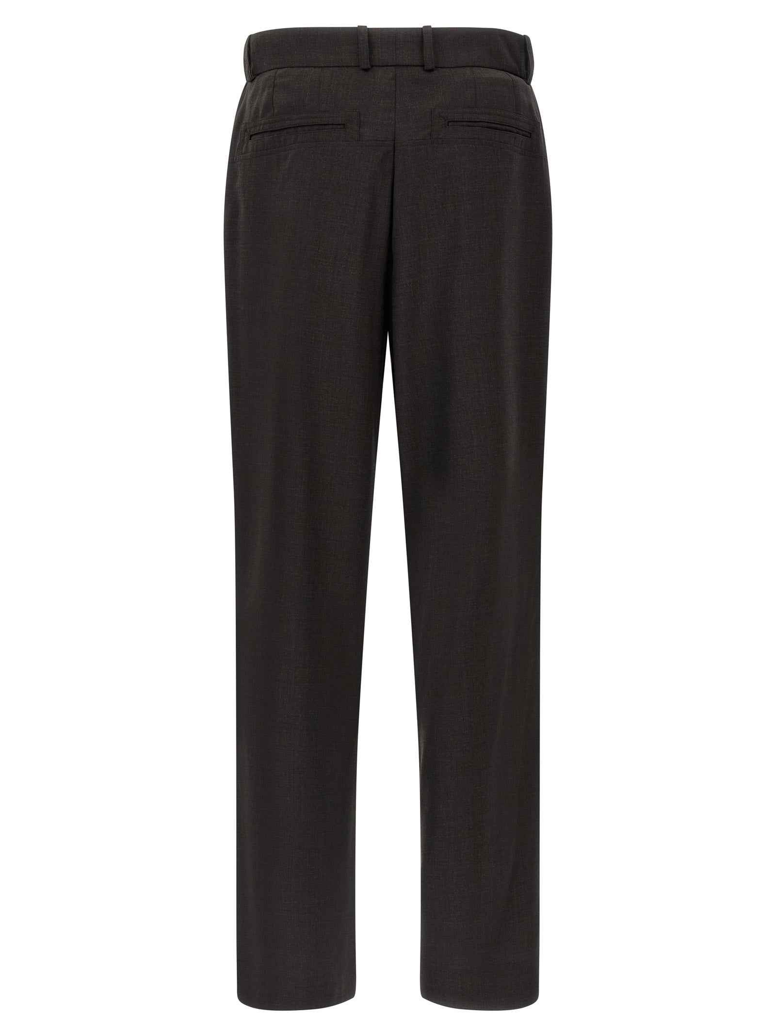 Brown Virgin Wool Casual Pants