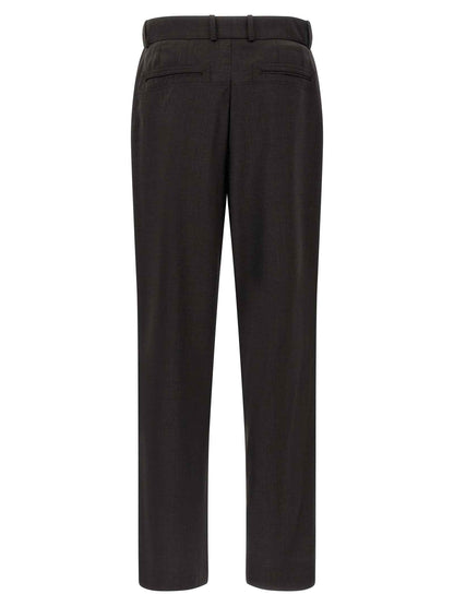 Brown Virgin Wool Casual Pants
