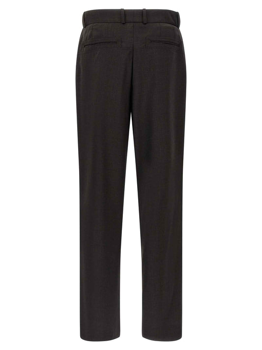 Brown Virgin Wool Casual Pants