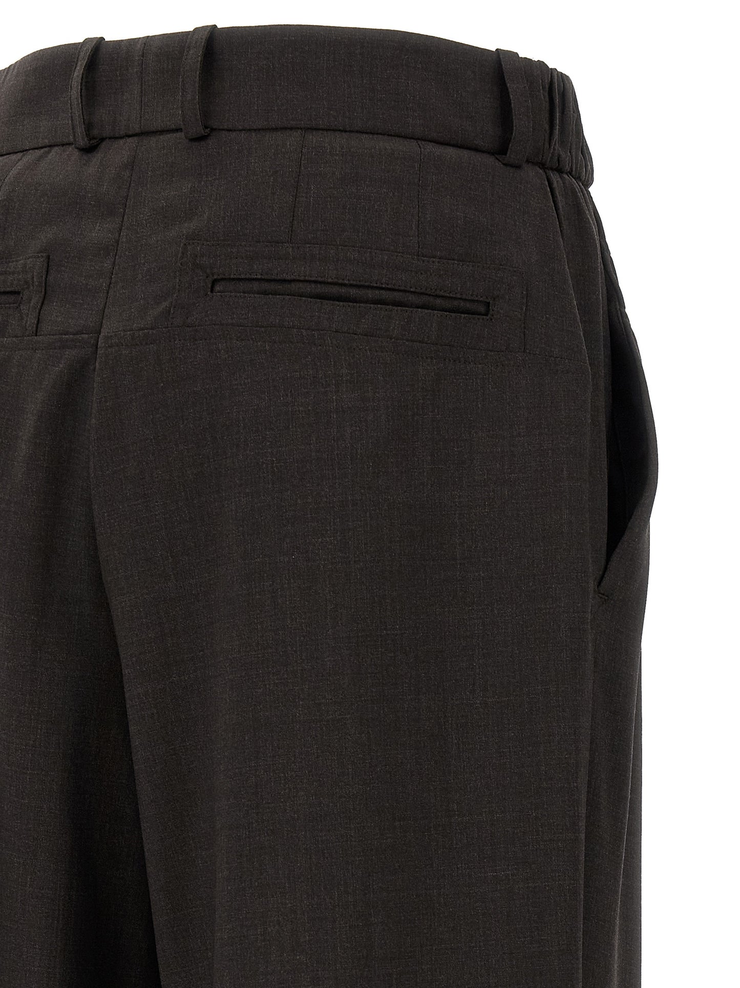 Brown Virgin Wool Casual Pants