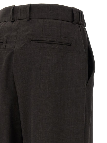 Brown Virgin Wool Casual Pants