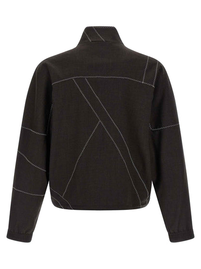 Brown Virgin Wool Full-Length Jacket