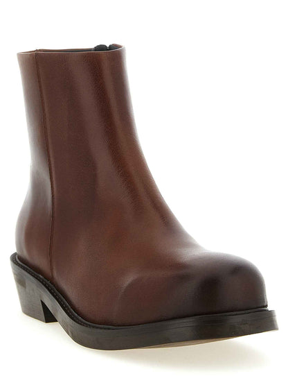Brown Calfskin Ankle Boots