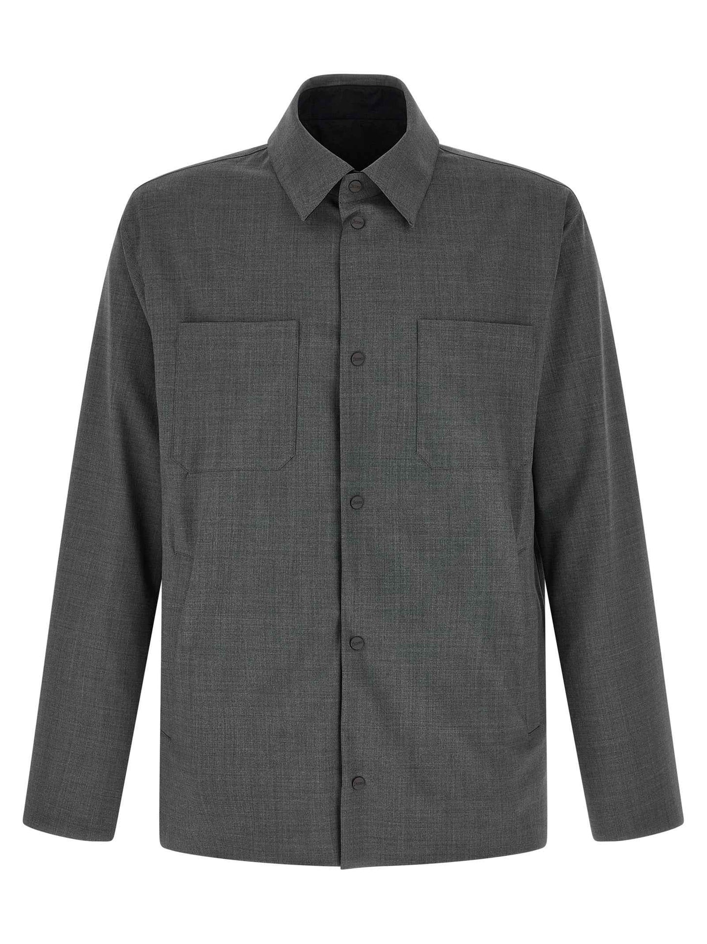 Gray Polyester Full-Length Jacket