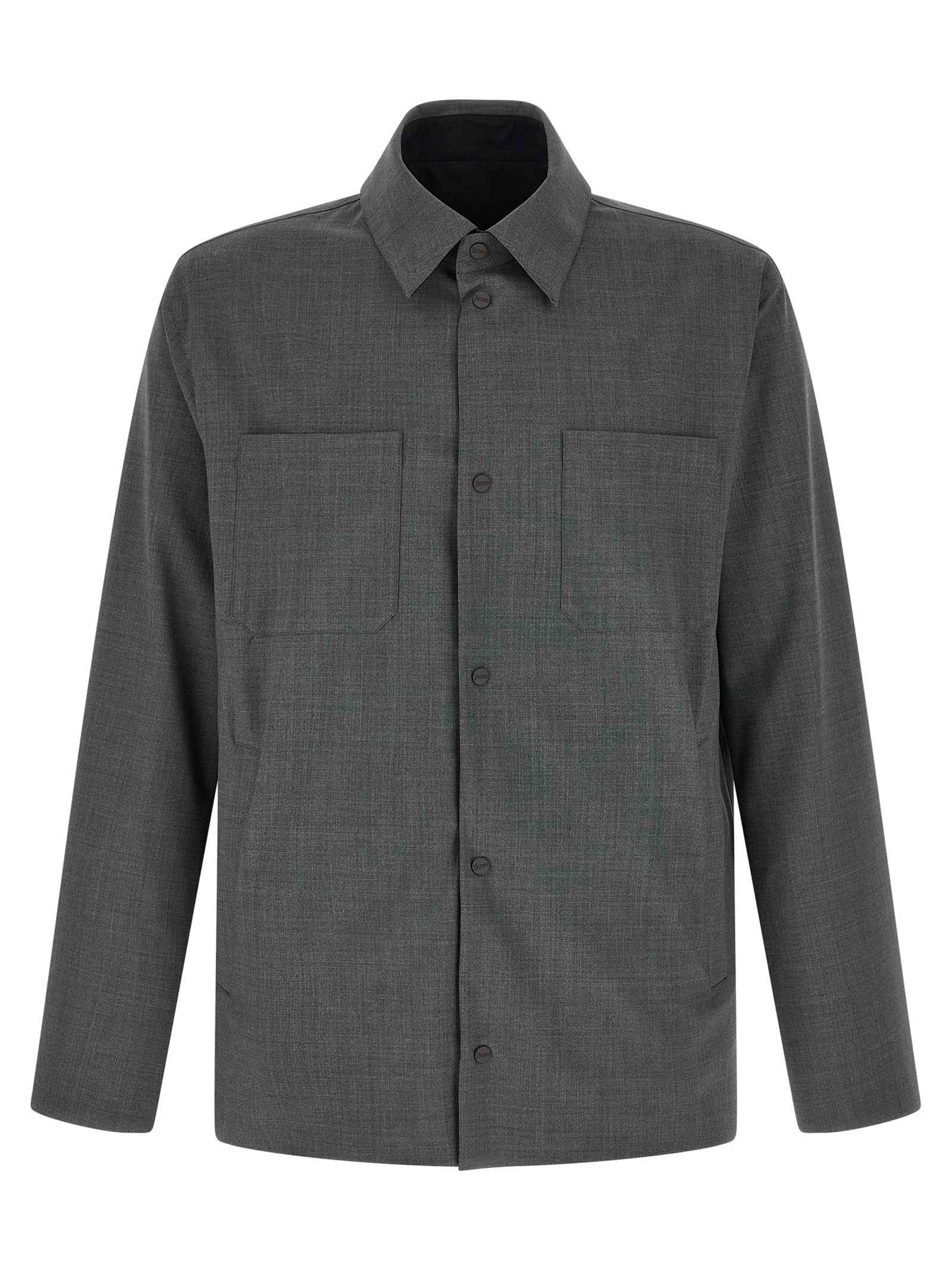 Gray Polyester Full-Length Jacket