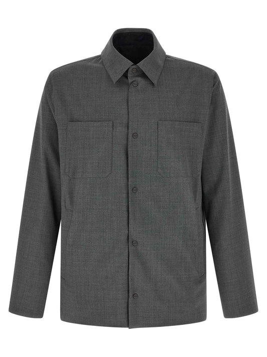 Gray Polyester Full-Length Jacket