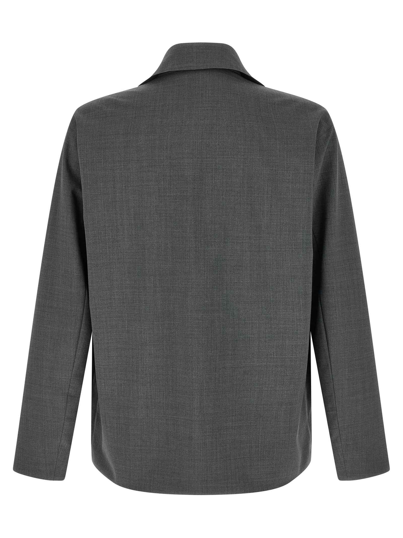Gray Polyester Full-Length Jacket