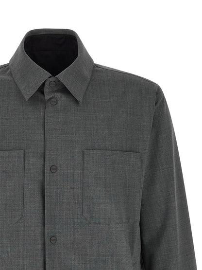 Gray Polyester Full-Length Jacket