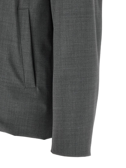 Gray Polyester Full-Length Jacket