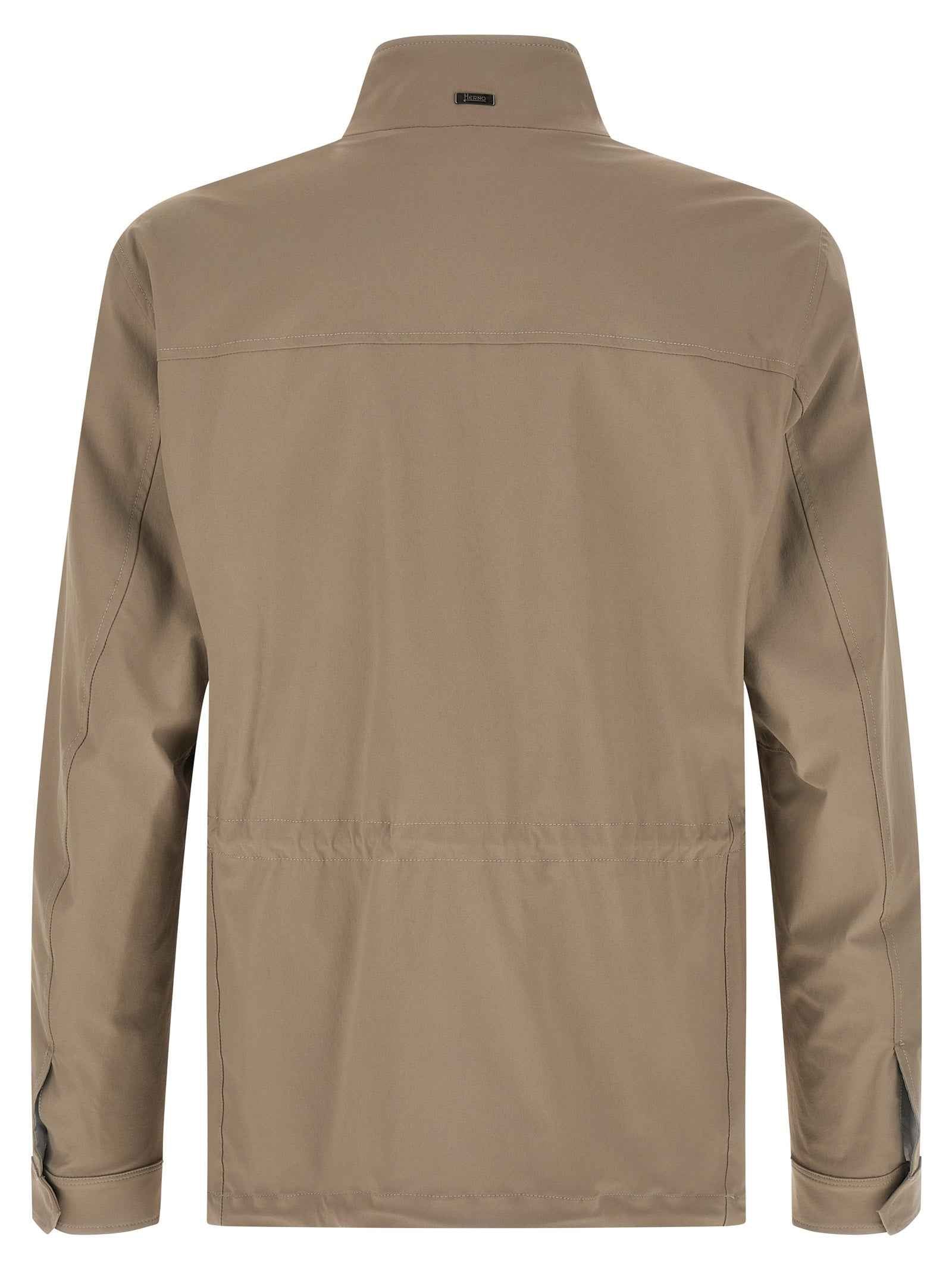 Beige Polyamide Full-Length Jacket