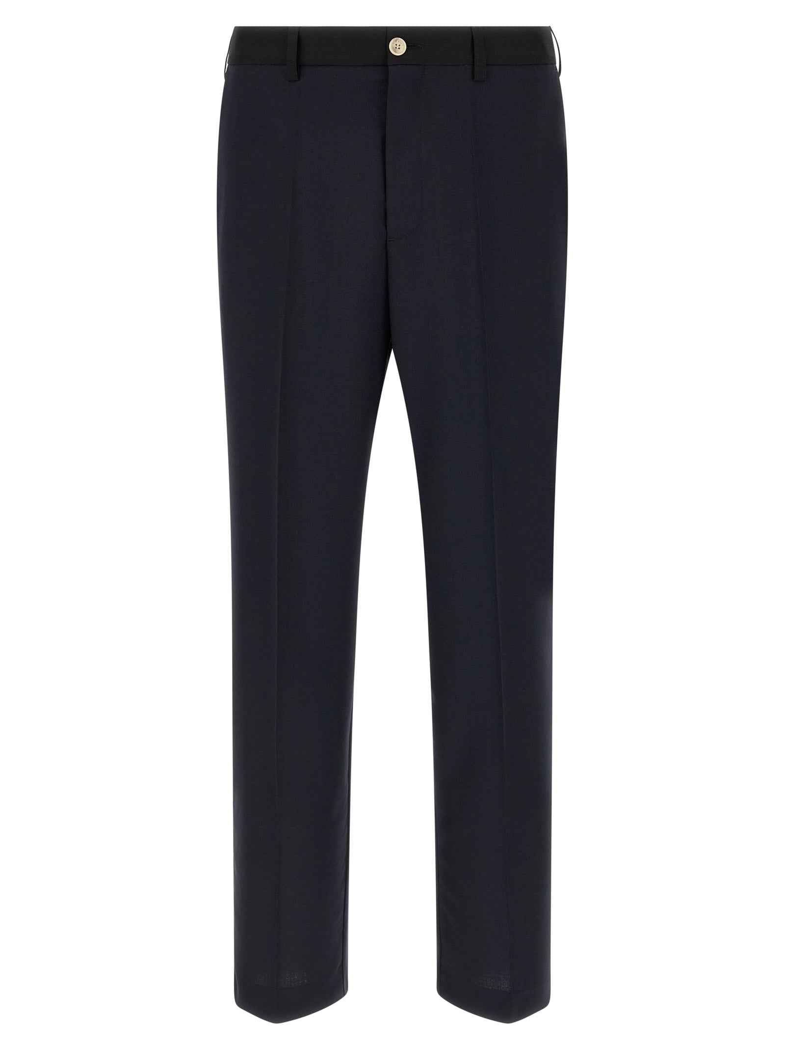 Blue Virgin Wool Casual Pants