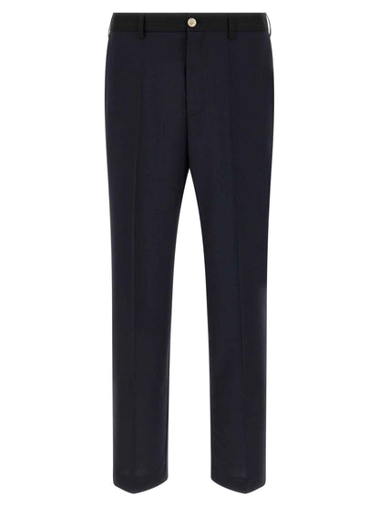 Blue Virgin Wool Casual Pants