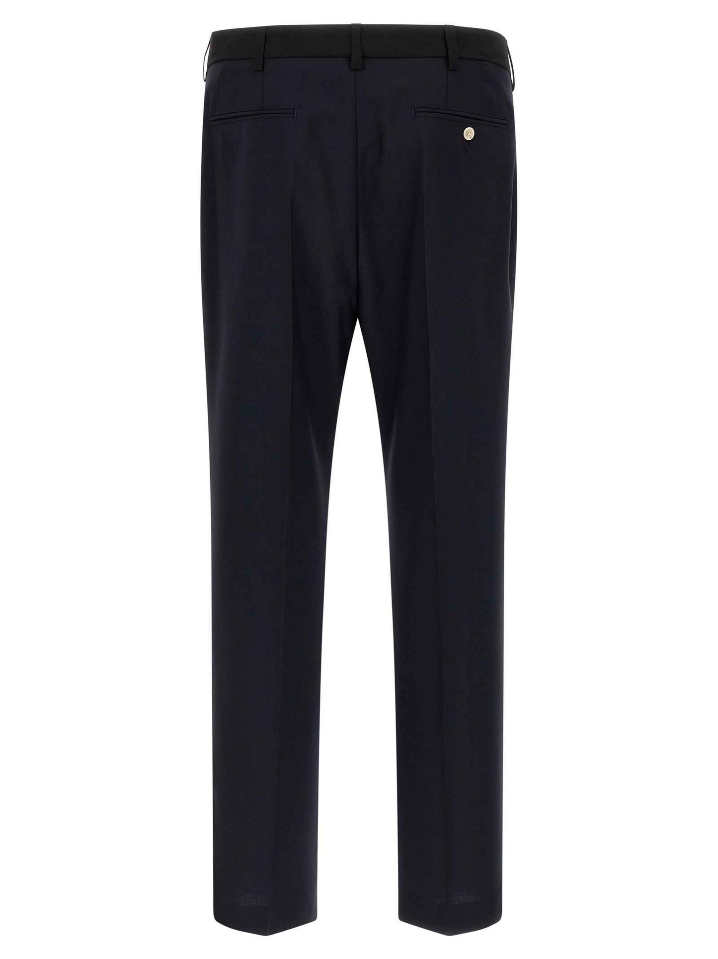 Blue Virgin Wool Casual Pants