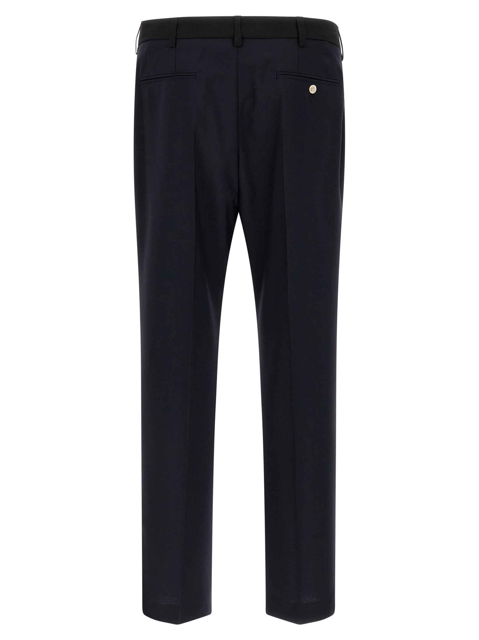 Blue Virgin Wool Casual Pants