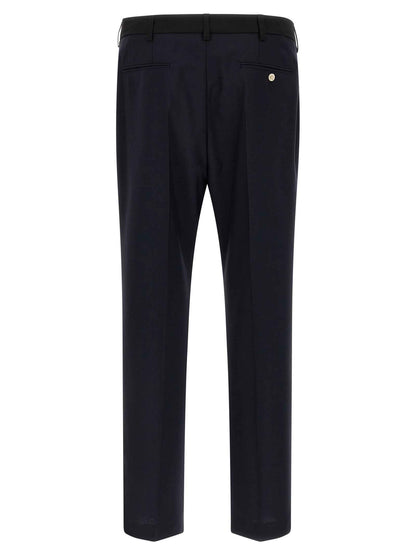 Blue Virgin Wool Casual Pants