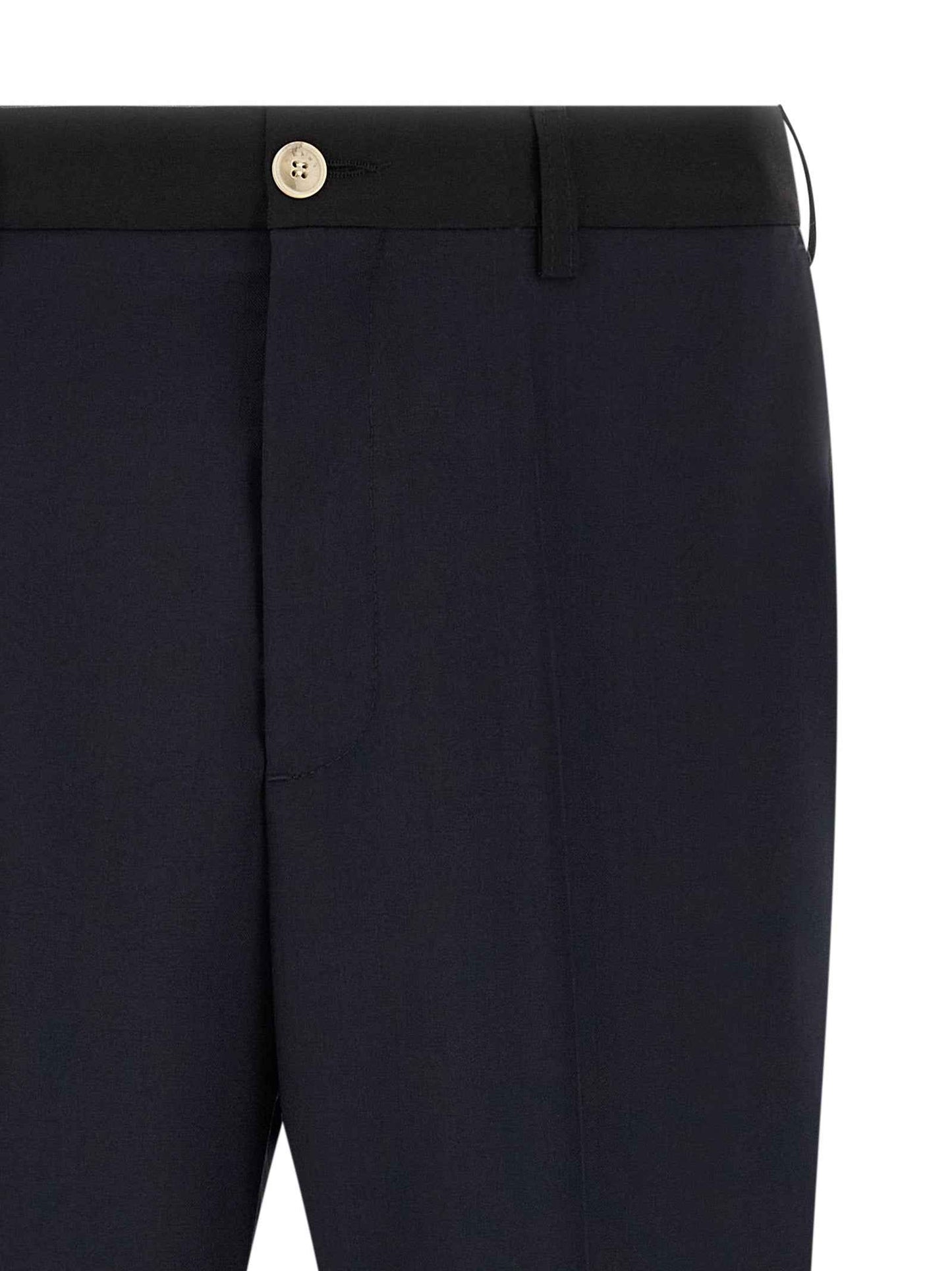 Blue Virgin Wool Casual Pants