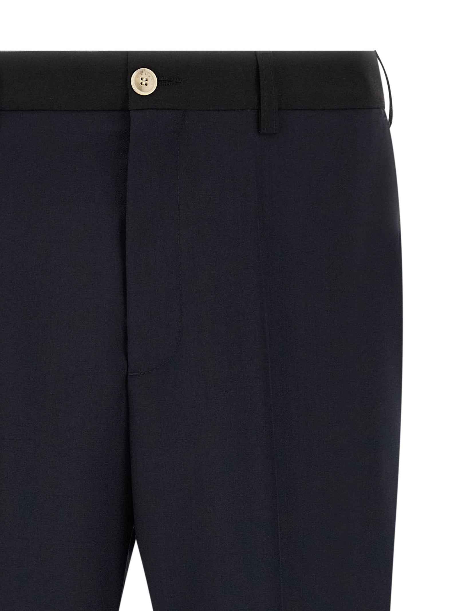 Blue Virgin Wool Casual Pants