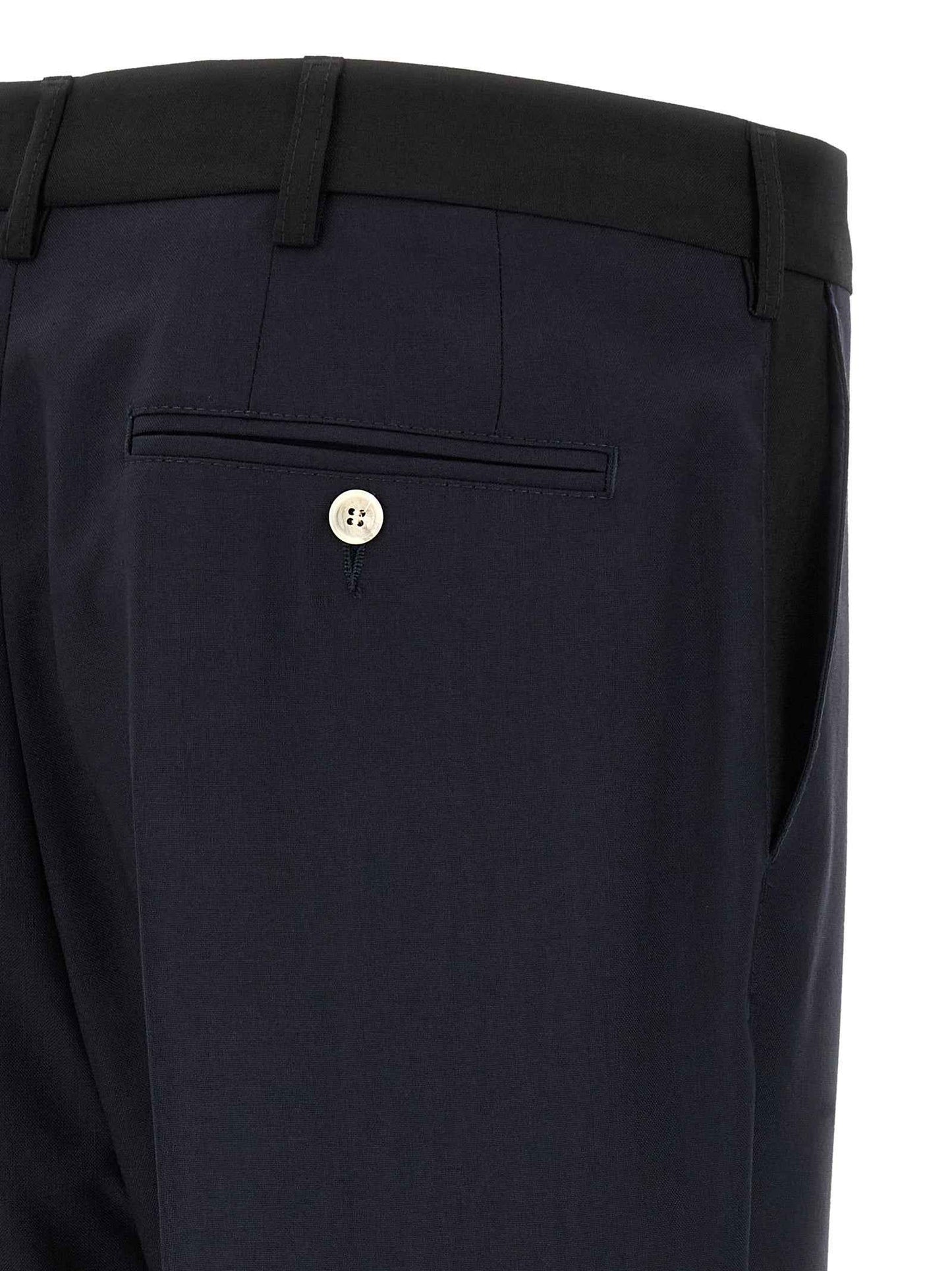 Blue Virgin Wool Casual Pants