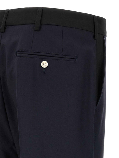 Blue Virgin Wool Casual Pants