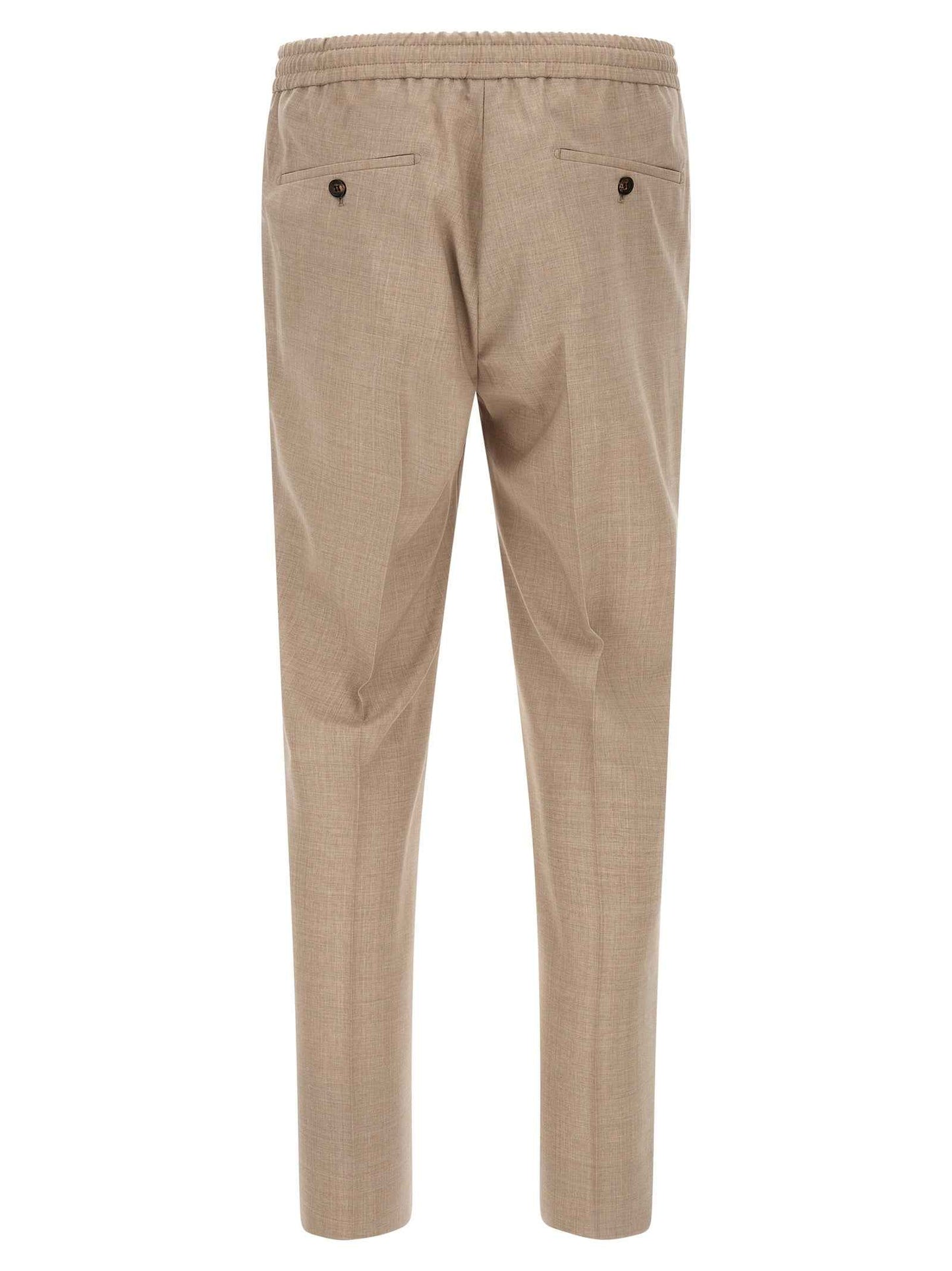Beige Virgin Wool Casual Pants