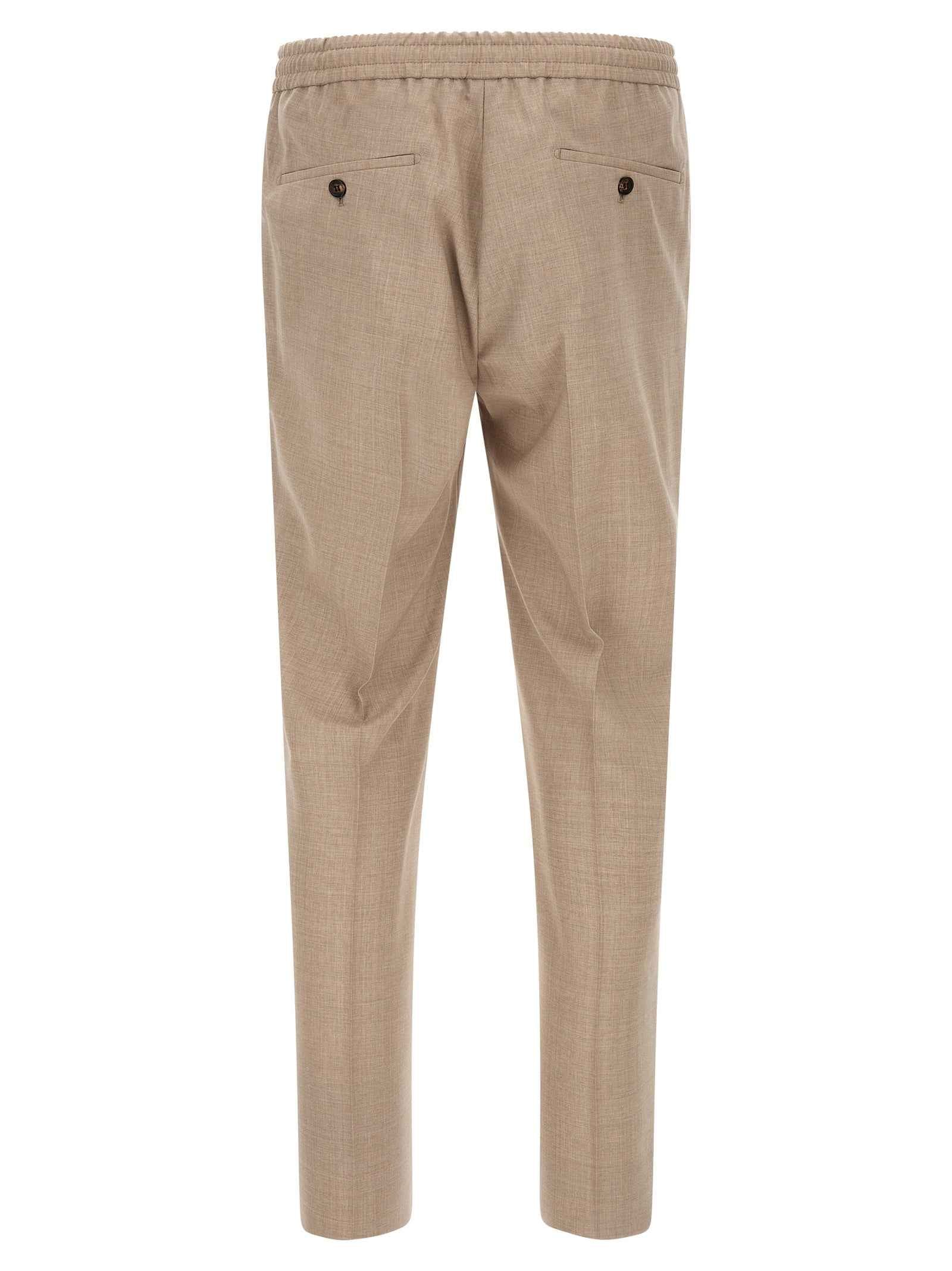Beige Virgin Wool Casual Pants