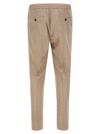 Beige Virgin Wool Casual Pants