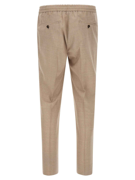 Beige Virgin Wool Casual Pants