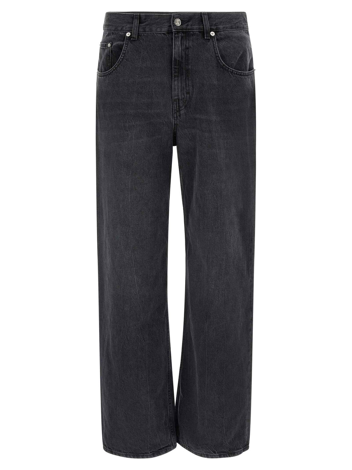 Black Cotton Straight-Leg Jeans