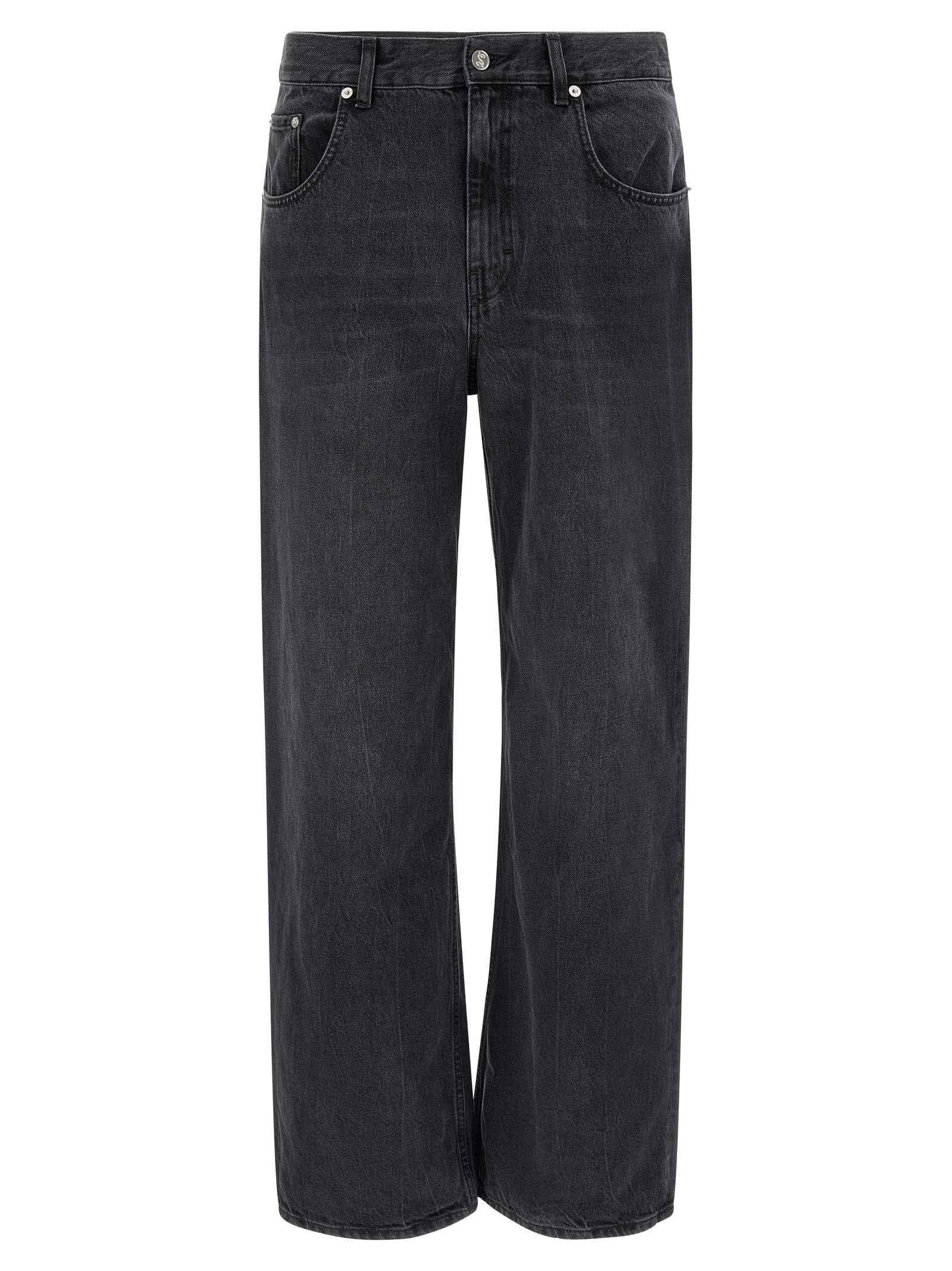 Black Cotton Straight-Leg Jeans