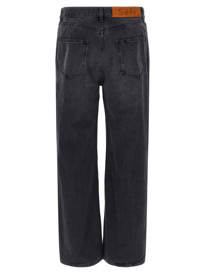 Black Cotton Straight-Leg Jeans