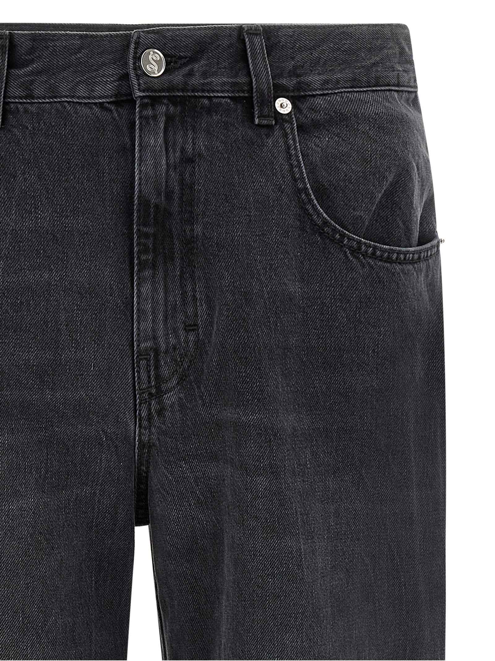 Black Cotton Straight-Leg Jeans