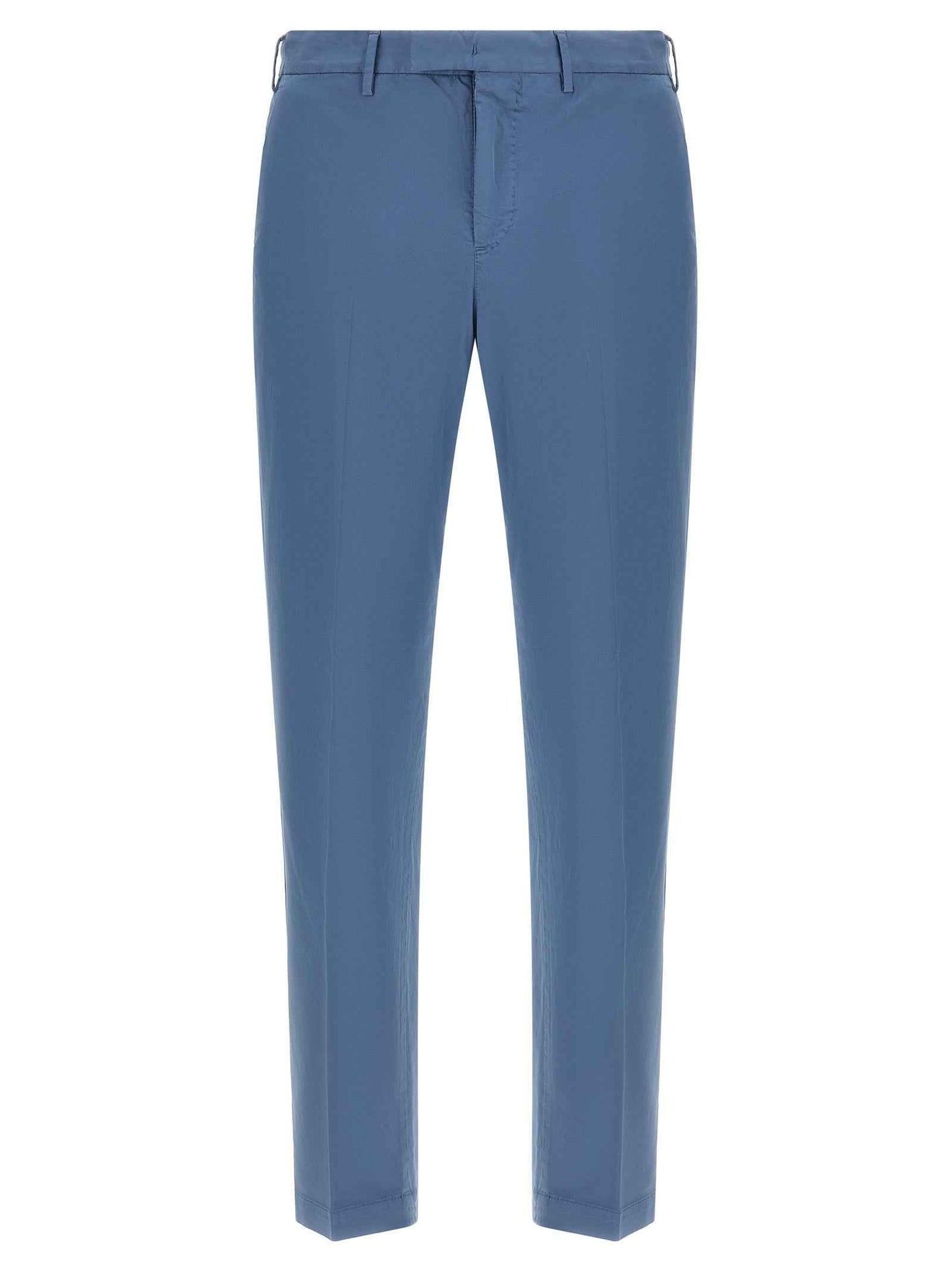 Blue Cotton Casual Pants