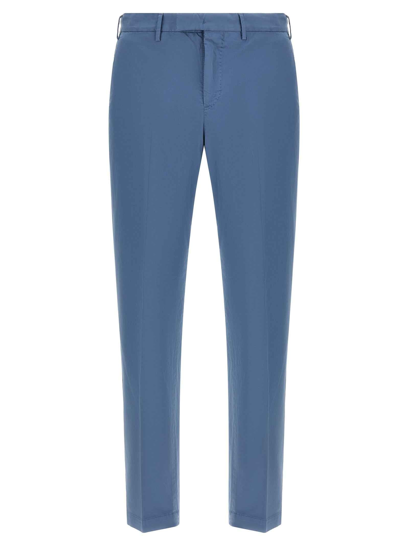 Blue Cotton Casual Pants