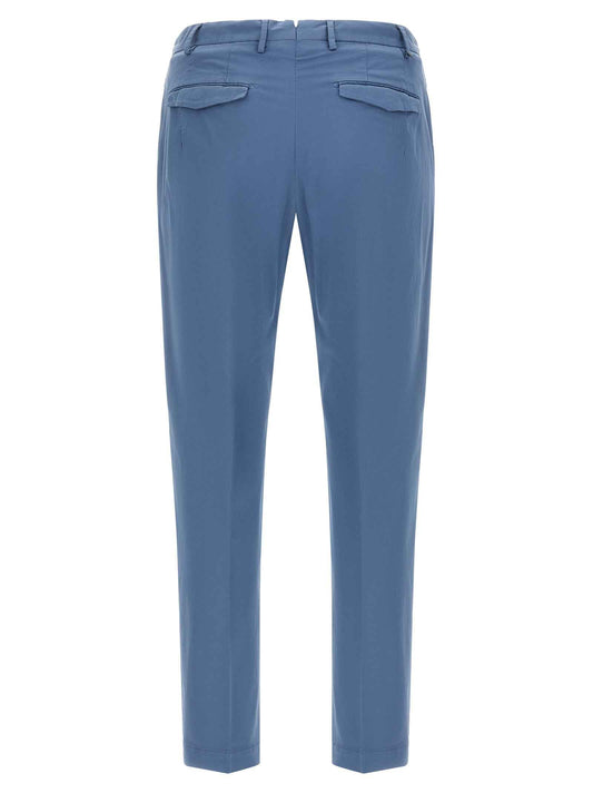 Blue Cotton Casual Pants