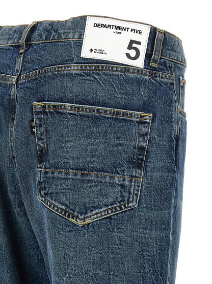 Blue Cotton Straight-Leg Jeans