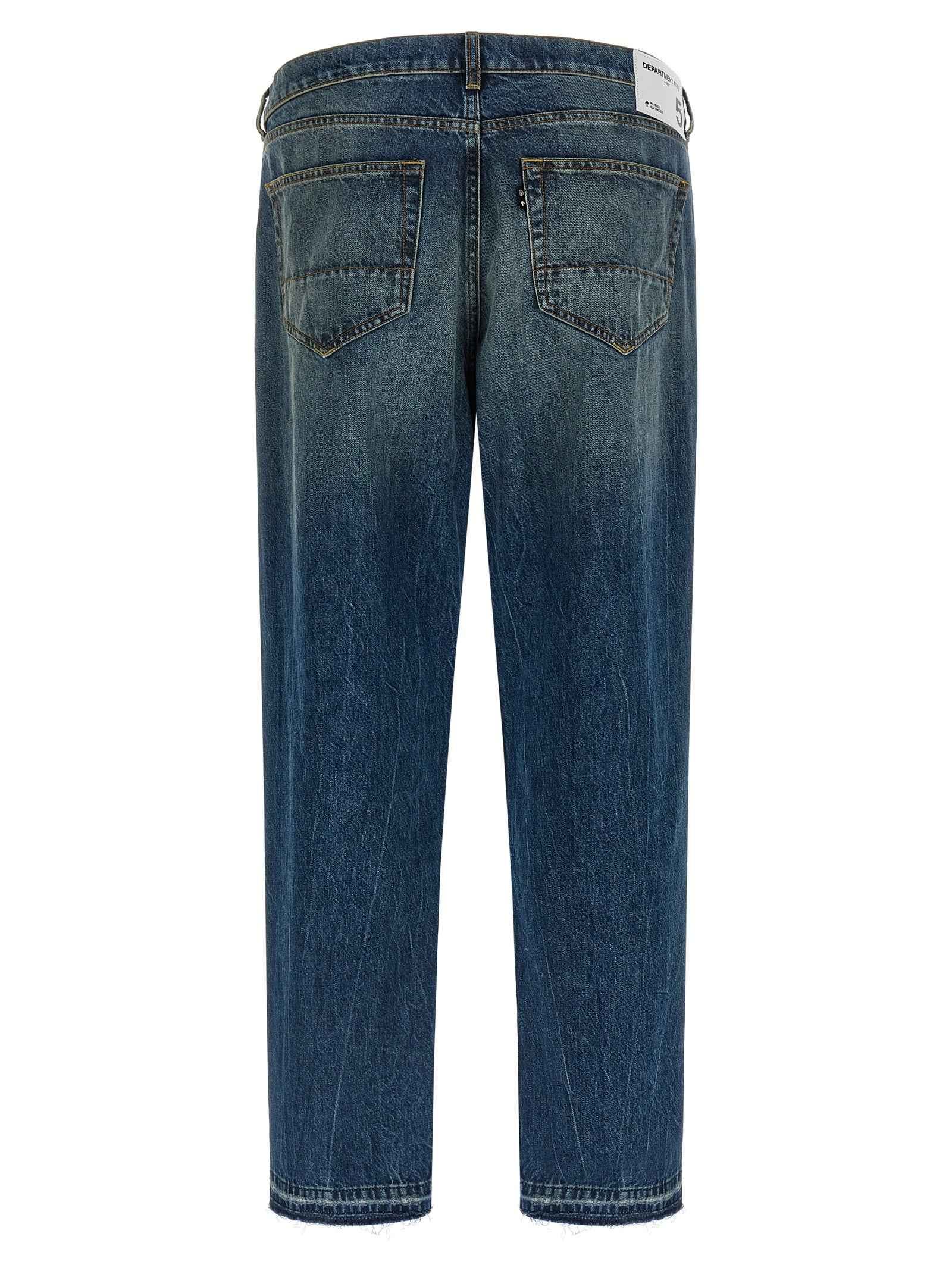 Blue Cotton Straight-Leg Jeans