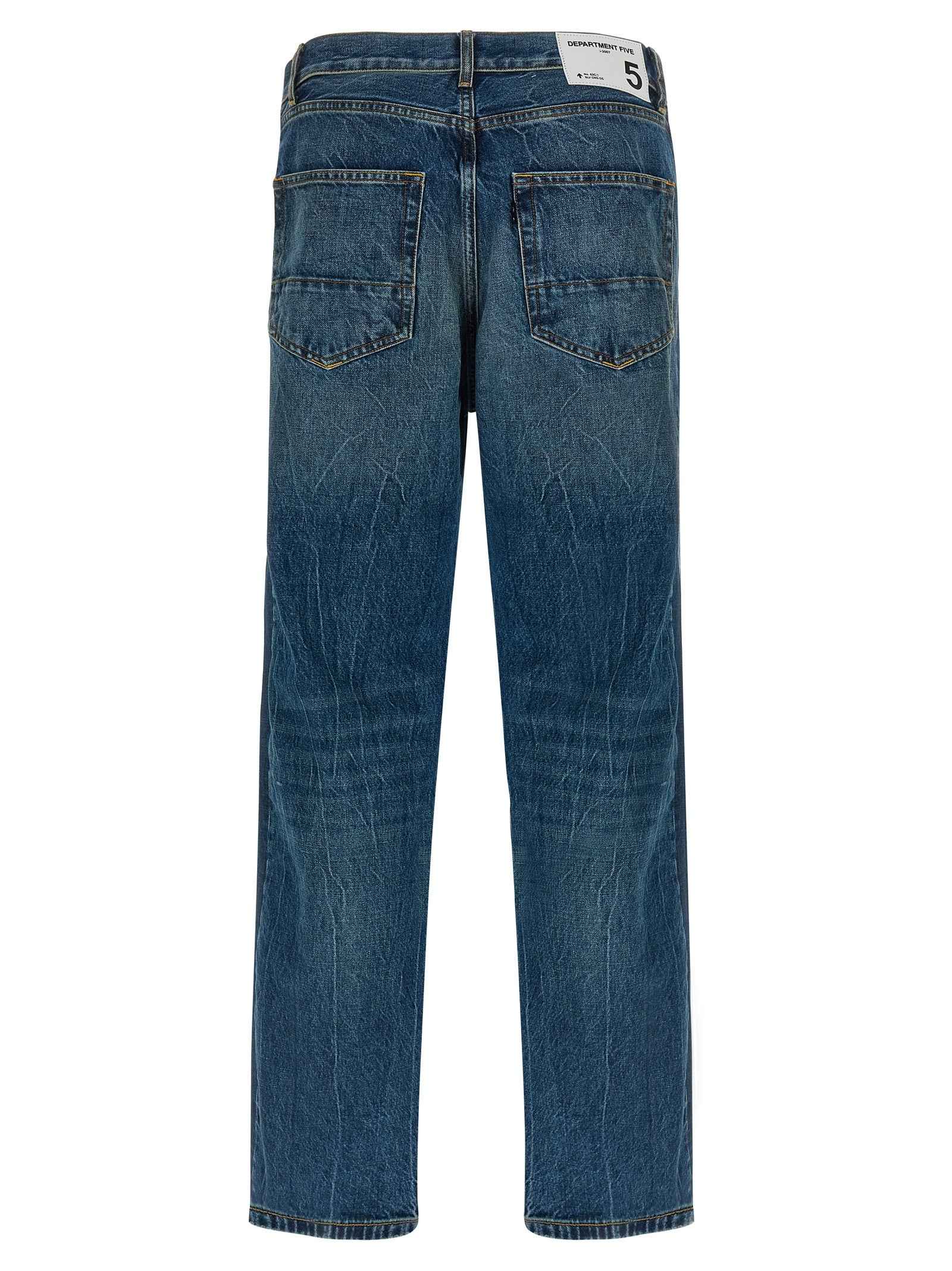 Blue Cotton Straight-Leg Jeans