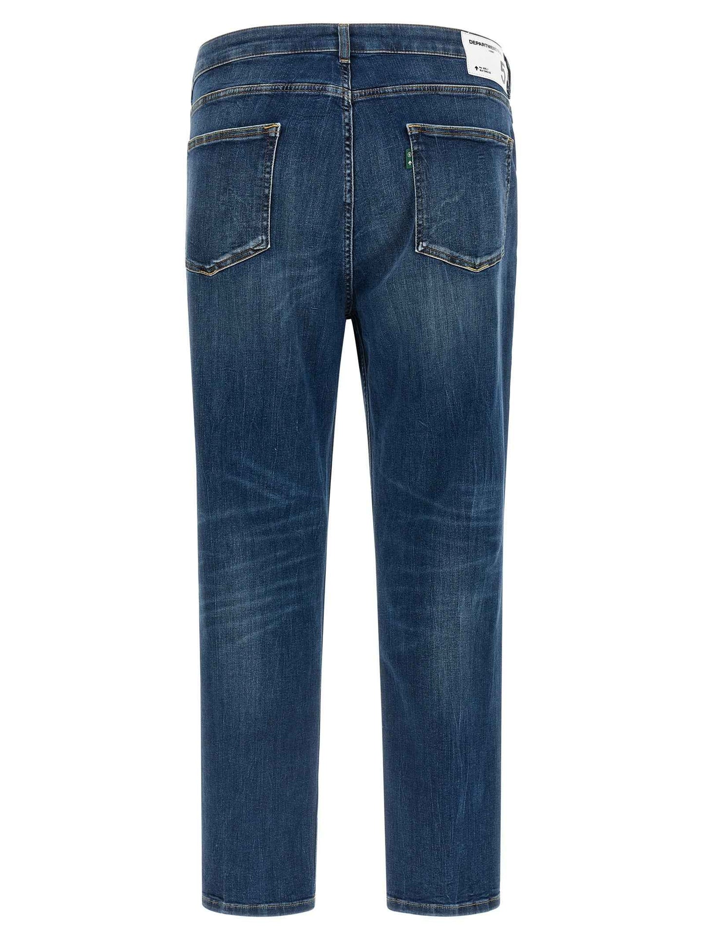 Blue Cotton Cropped Jeans