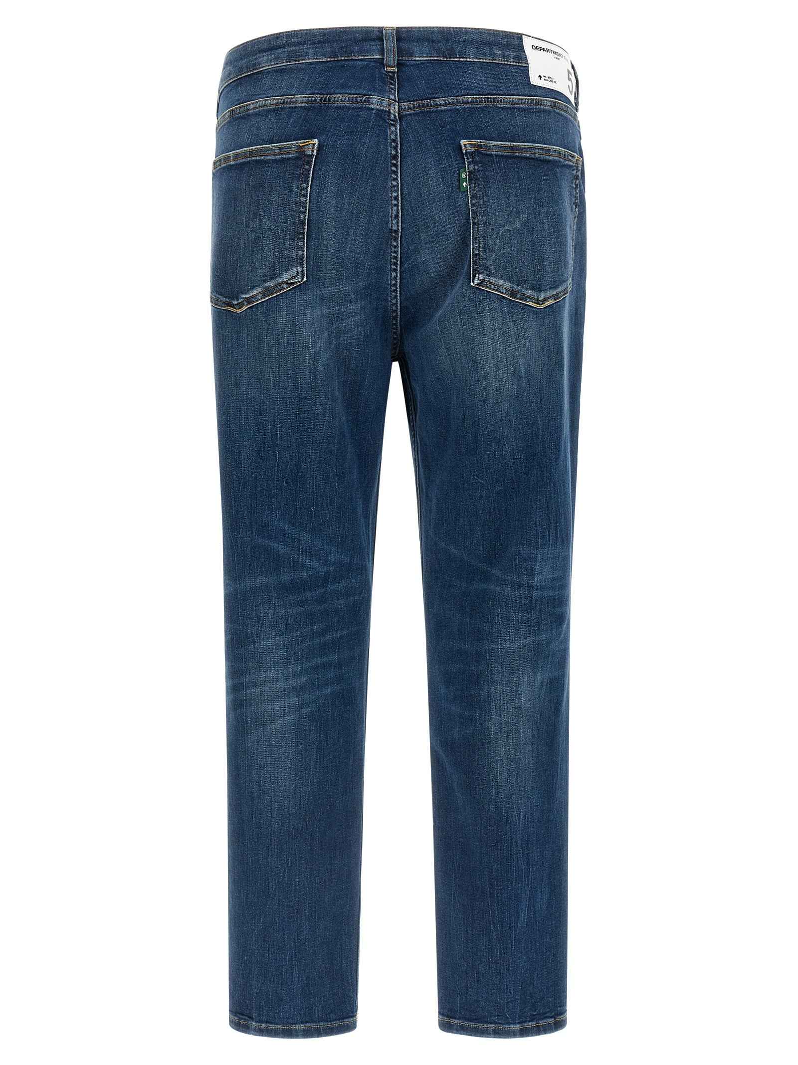 Blue Cotton Cropped Jeans