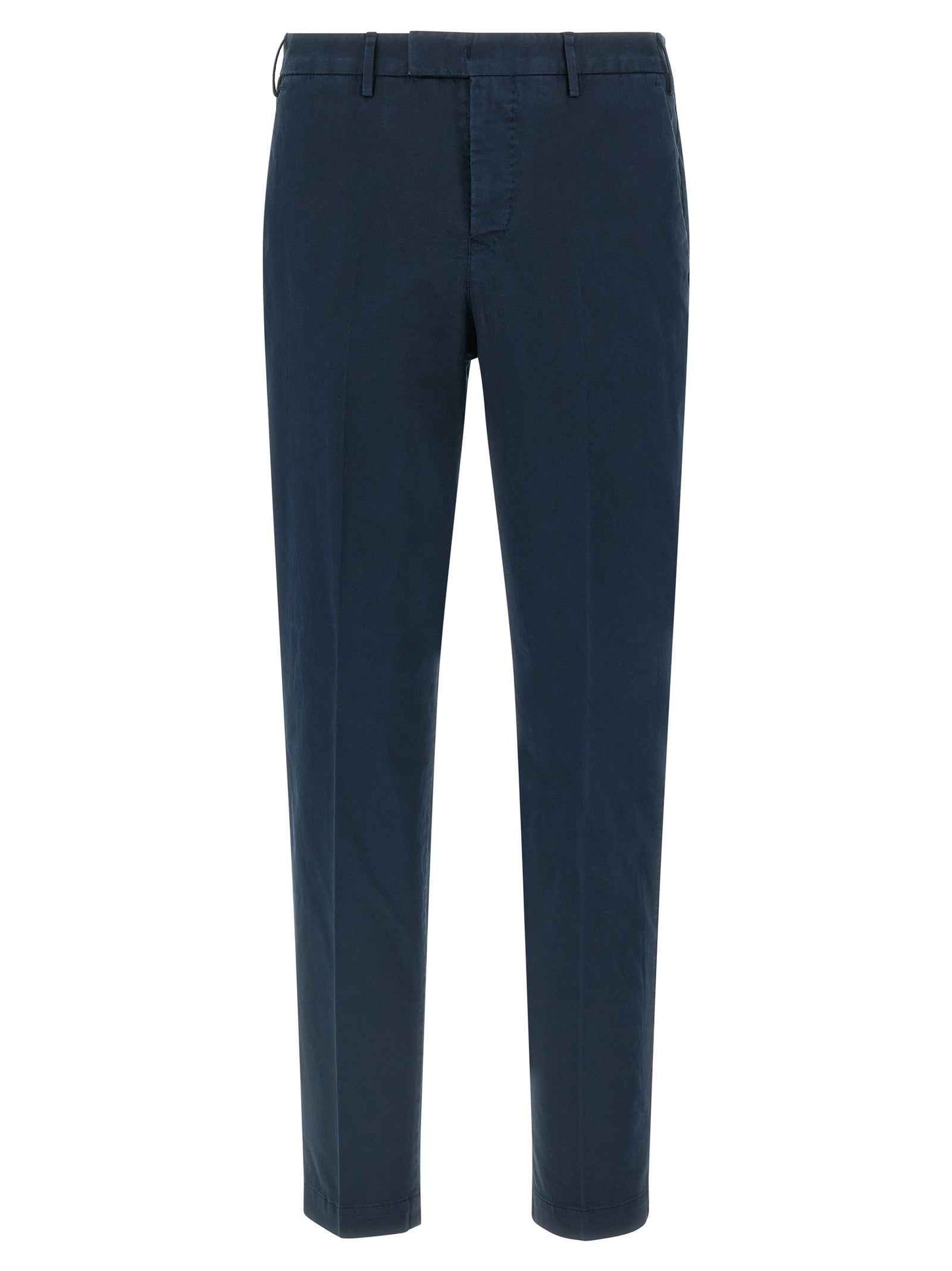 Blue Cotton Casual Pants