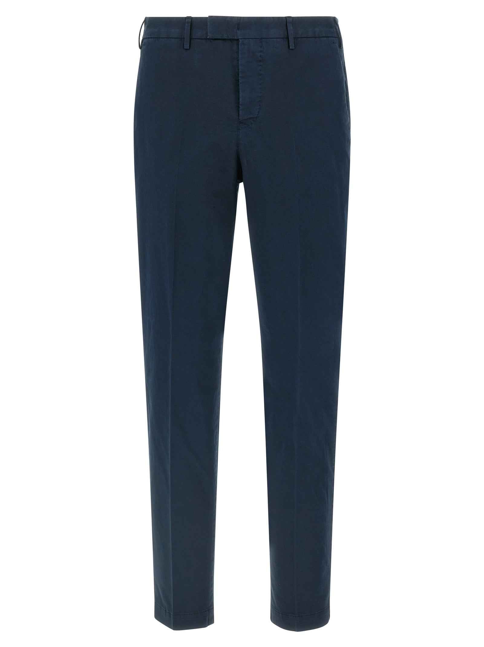 Blue Cotton Casual Pants