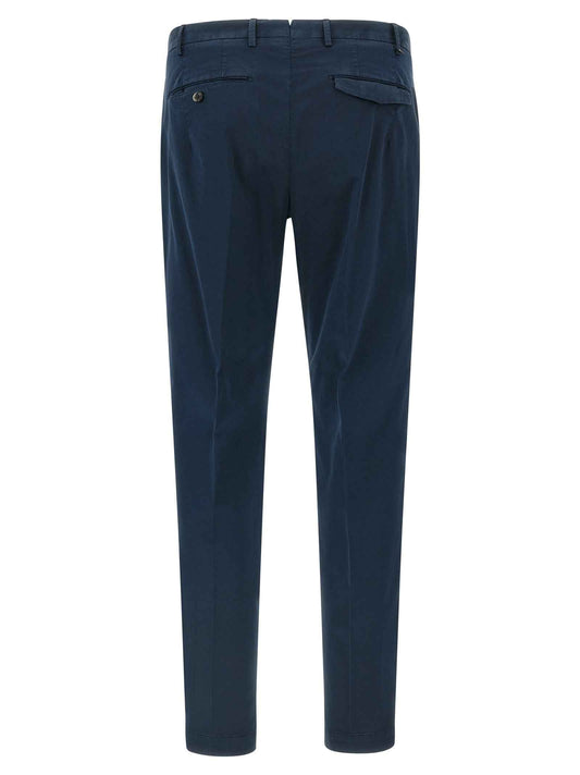 Blue Cotton Casual Pants