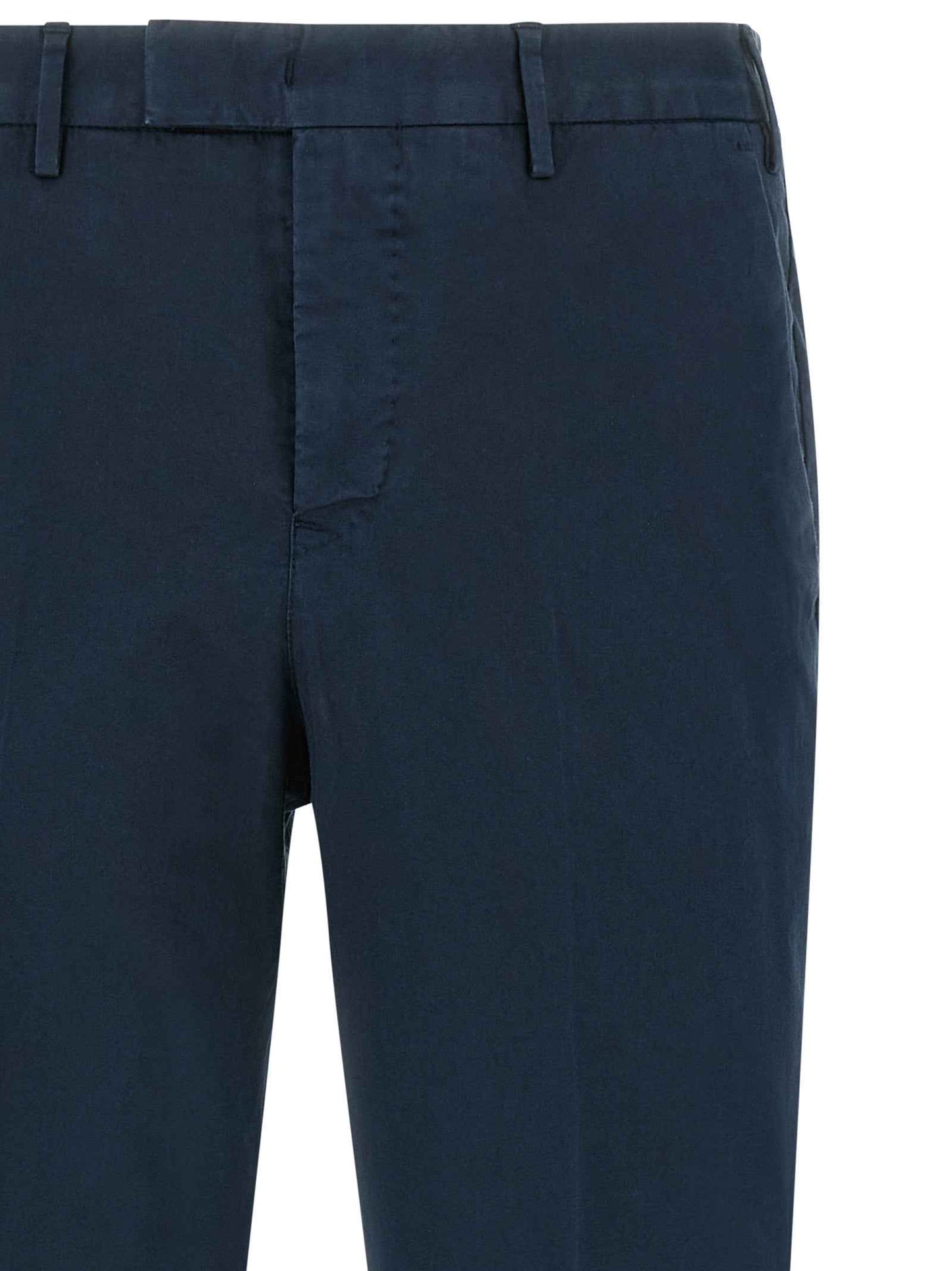 Blue Cotton Casual Pants