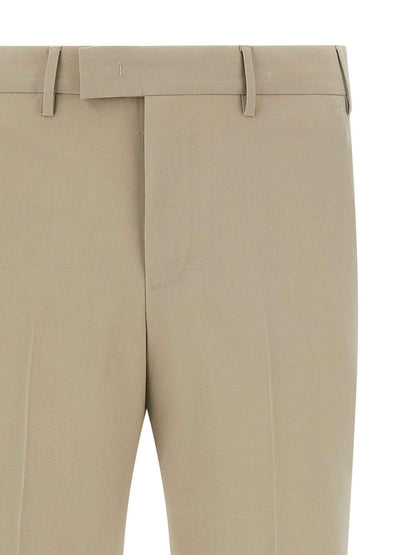 Beige Virgin Wool Dress Pants