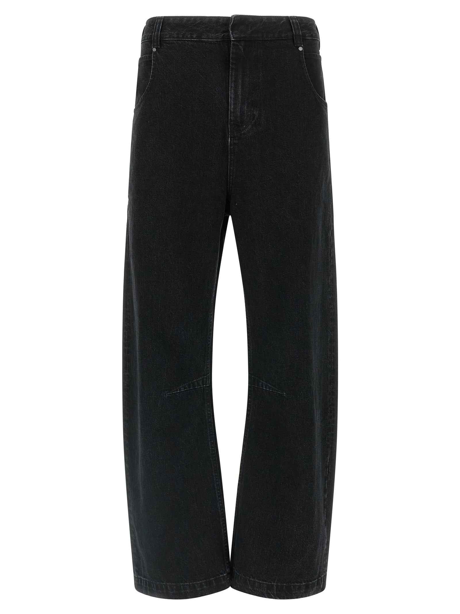 Black Cotton Straight-Leg Jeans