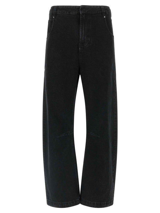 Black Cotton Straight-Leg Jeans